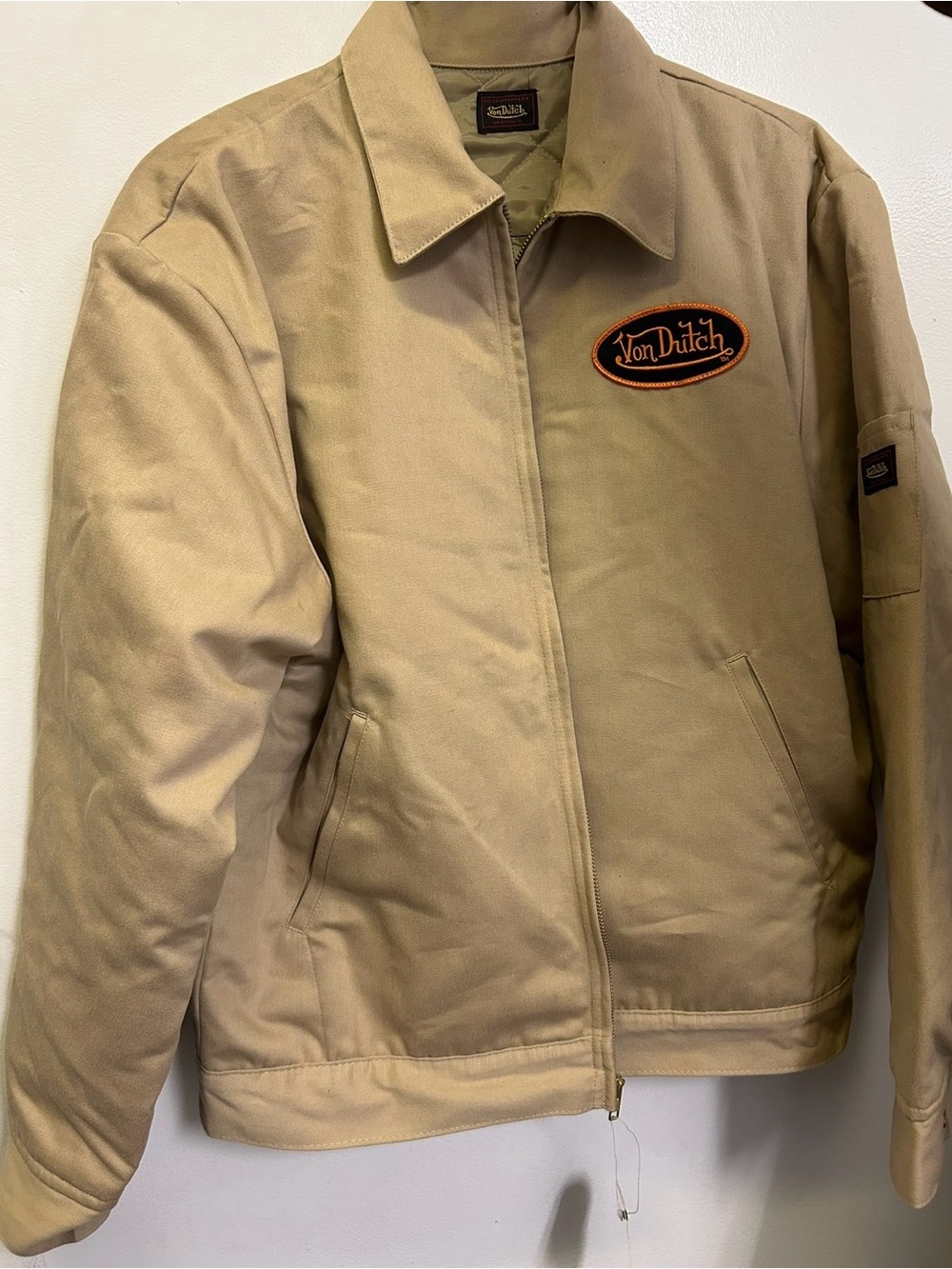 Von Dutch Beige Work Jacket with Logo Patch